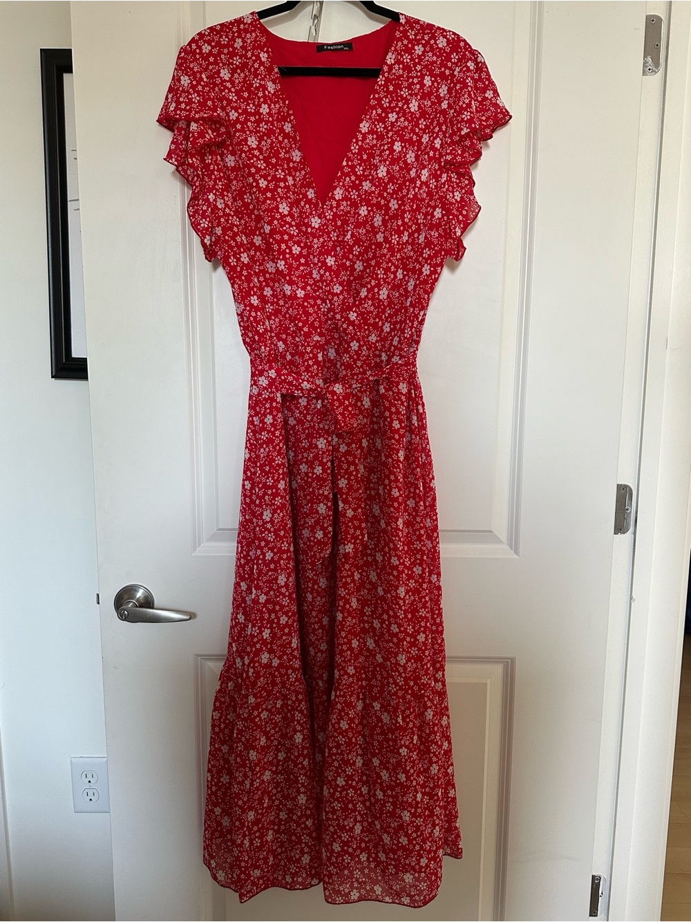Solid Red Polyester Dress